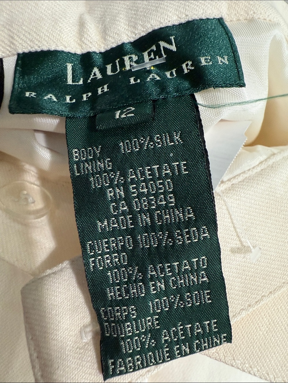 RALPH LAUREN NWT CREAM SILK TROUSERS - Picture 4 of 6